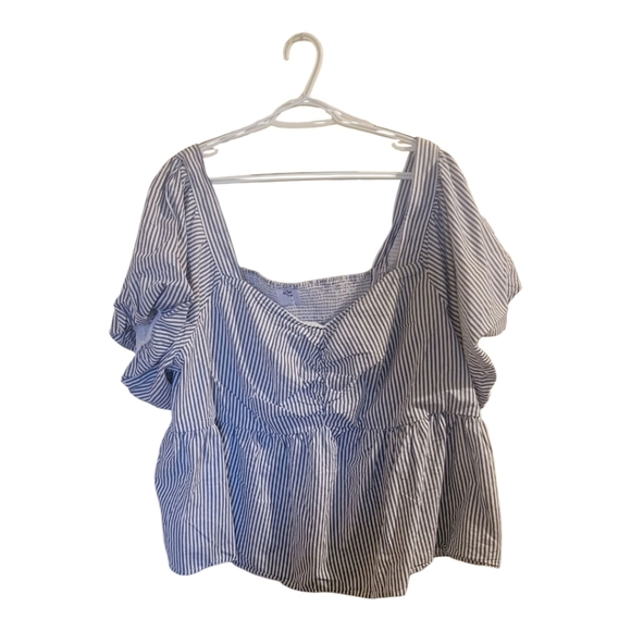 Old Navy Peasant Striped Blue Women's Blouse 4X NWT - Picture 3 of 5